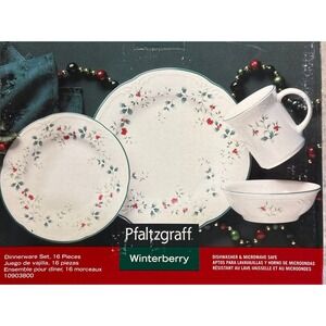Pfaltzgraff Winterberry 16-Piece Holiday CHRISTMAS Dinnerware Set For 4 NIB